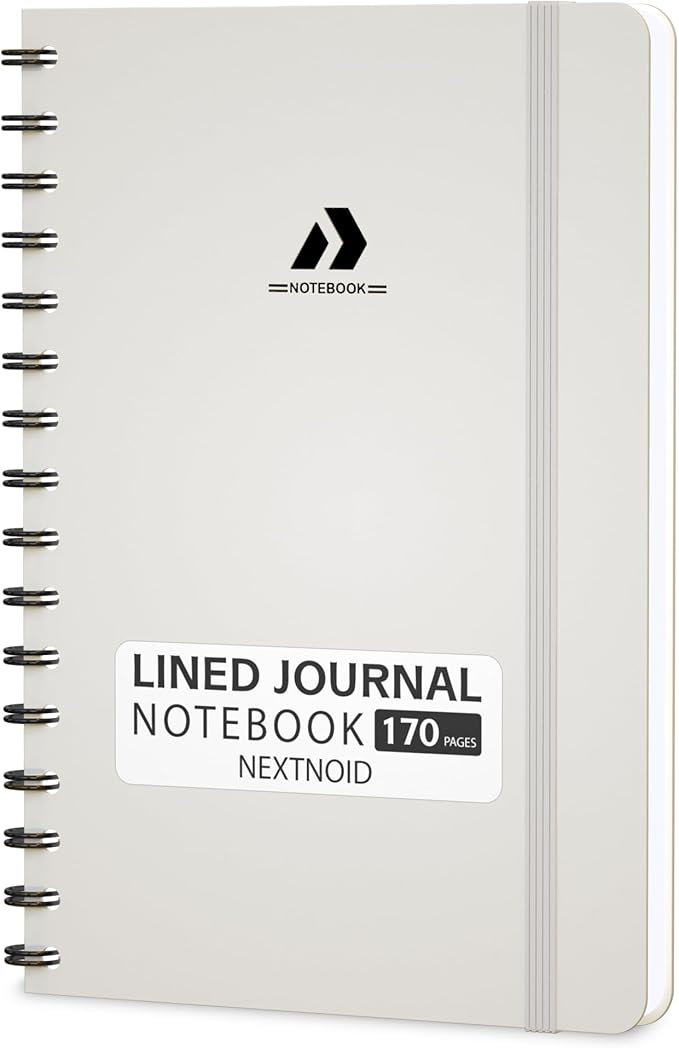 Nextnoid Lined Spiral Journal Notebook For Women & Men - Hardcover A5 Journal 170 Pages, Notebook for Work & Note Taking College Ruled Notebook - Beige