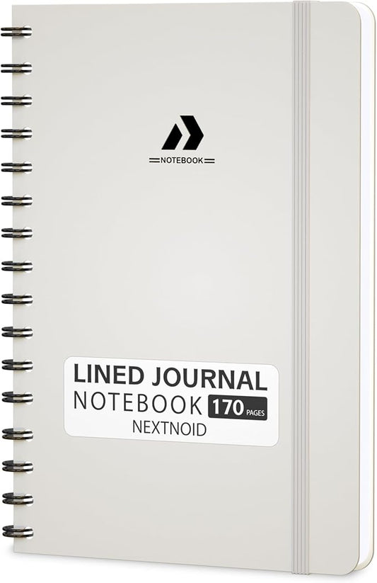Nextnoid Lined Spiral Journal Notebook For Women & Men - Hardcover A5 Journal 170 Pages, Notebook for Work & Note Taking College Ruled Notebook - Beige