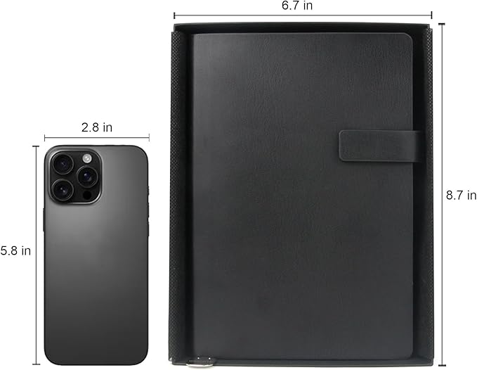 Soft Cover Leather Journal Notebook A5 Lined 212 Pages 5x8.25 Inches with Strap Closure Travel Work School Writing Journaling Notebooks for Women Men Gift Box Packaging Black