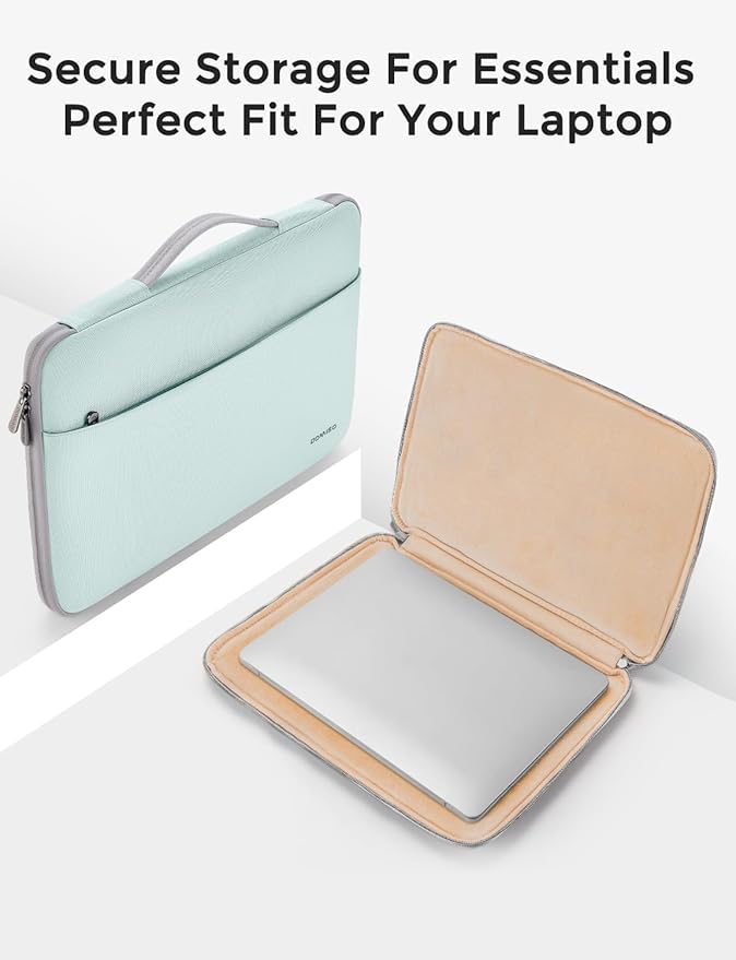 DOMISO Laptop Case Sleeve Protective Cover Compatible with MacBook Air 13 M4 M3 M2,MacBook Pro M2 M1,iPad Air/Pro,13 inch Dell,Lenovo, HP,Asus,Waterproof Computer Cases Bag with Handle,Mint Green