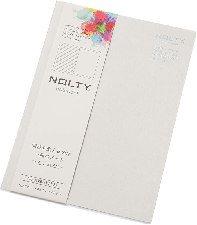 NOLTY Notebook, A5 Lined + Dot Grid, 176 Pages, Made in Japan, Gray, NTBNT1102