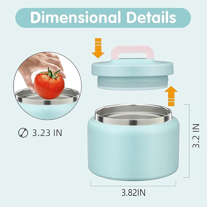 JXXM 8 Oz Thermo Food Jar for Hot & Cold Food for Kids, Insulated Lunch Containers Hot Food Jar,Leak-Proof Vacuum Stainless Steel Wide Mouth Lunch Soup Thermo for School (A-Ice Blue)