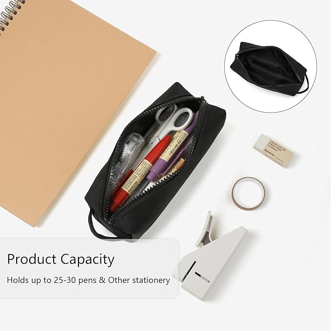 Pencil Case Soft School Pencil Pouch Bag for Easy Carry Stylish and Durable (Black)