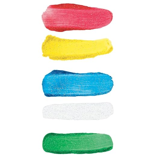 Colorations Paraben-Free Washable Glitter Finger Paint, Set of 5-16 oz.