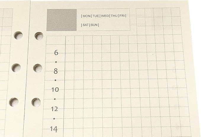 Spiral Notebook Refill,Daily Planner Refill,6 Hole,for Filofax, Personal Size 3.74 x 6.77'', Diary Design with Time Table and Summary, 45 Sheets per Pack, Harphia(A6,Daily)