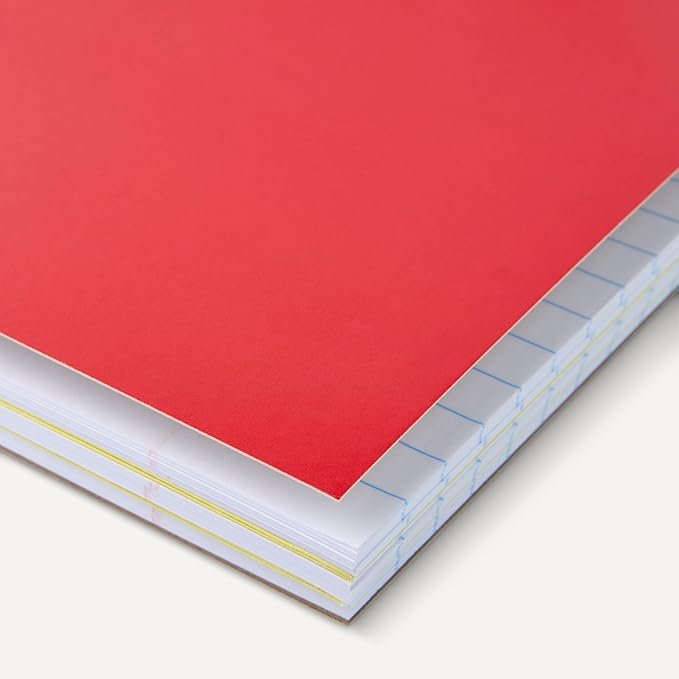 Amazon Basics Wide Ruled 3-Subject Spiral Notebooks with Pocket Dividers, 150 Sheets, 10.5" x 8", Assorted Primary Colors, 3-Pack