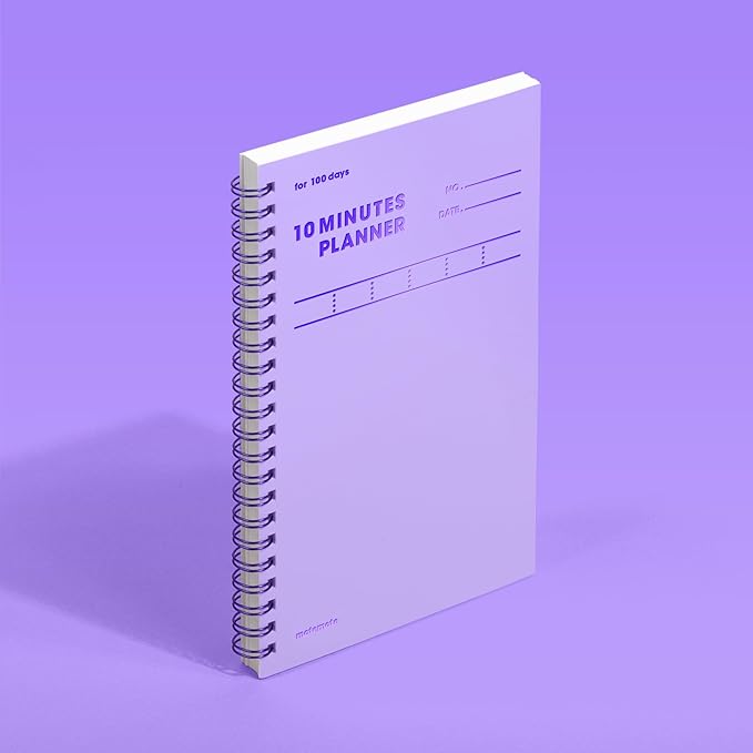 MOTEMOTE 10-Minute Planner 100 DAYS – Undated Daily Planner with Time Blocking, Goal Setting & Reflection – Boost Productivity & Build Better Habits in Just 10 Minutes a Day, Study Plan, Color Chip Edition ( Violet )