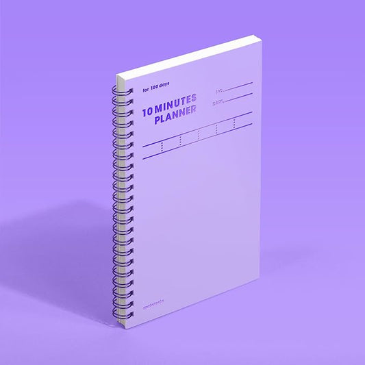 MOTEMOTE 10-Minute Planner 100 DAYS – Undated Daily Planner with Time Blocking, Goal Setting & Reflection – Boost Productivity & Build Better Habits in Just 10 Minutes a Day, Study Plan, Color Chip Edition ( Violet )