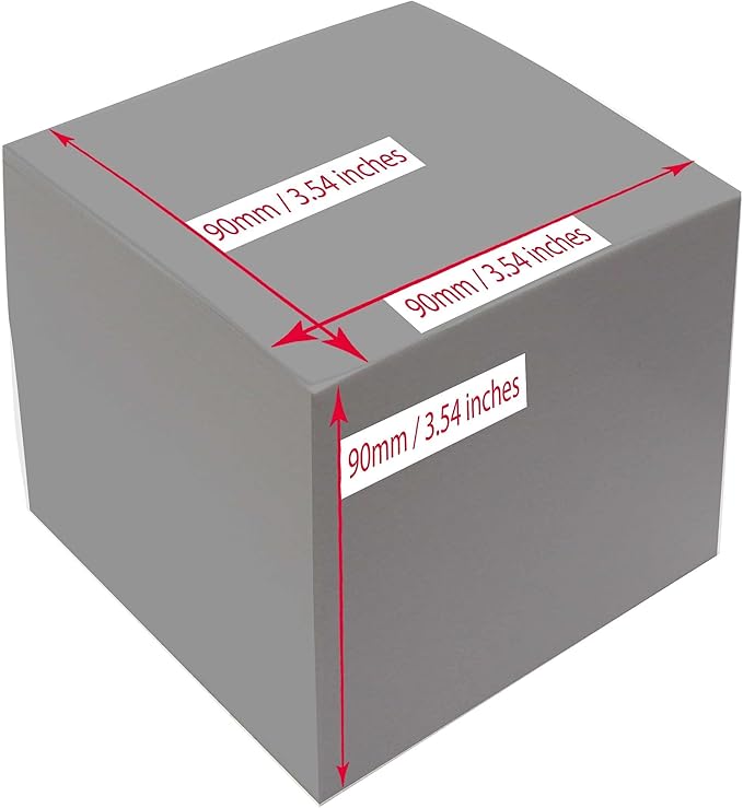 Memo Cube Refill, 3.54" Square (90 x 90mm), 900 Sheets, White FSC Paper, 80gsm, Zero Plastic Packaging