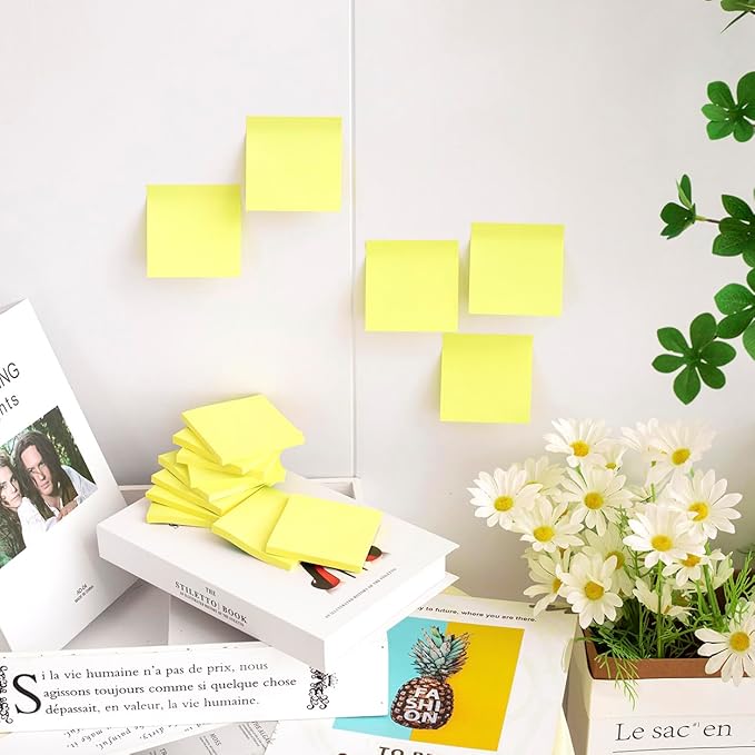 (40 Pads) Sticky Notes 3x3 Inches, Yellow Colors Self-Stick Pads, Easy to Post for Home, Office, Notebook