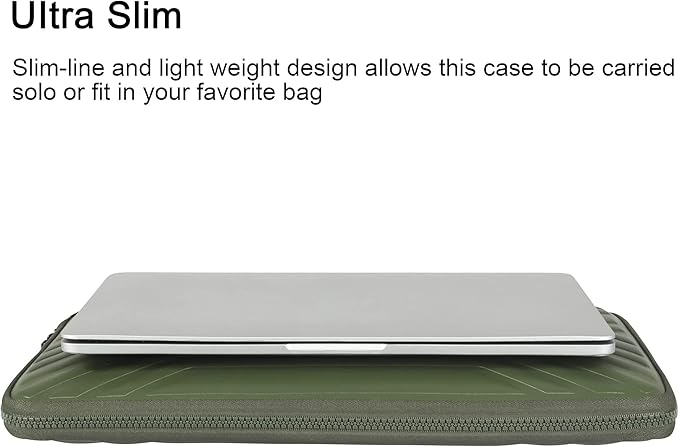 DOMISO 15.6 Inch Laptop Sleeve Case, Shockproof Waterproof Soft EVA Protective Bag with Handle, Lightweight Carrying Case for MacBook, Dell, HP, Lenovo, ASUS, Olive