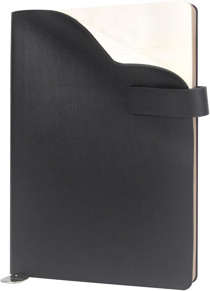Softsided Notebook - 5.7"x 8.4" - upgraded texture, blank pages, quality paper for smooth writing, elegant hangtag detail with box, perfect for both gift and personal use(Black)