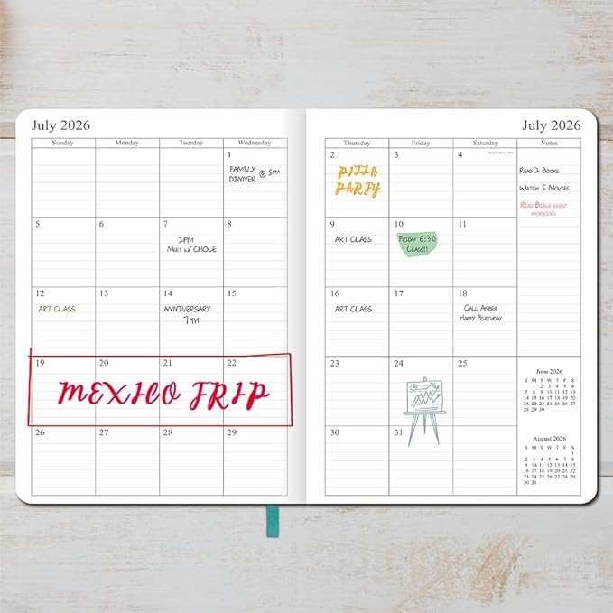 26-27 Academic Planner - Weekly and Monthly Planner, Jul 2026 - Jun 2027, Vegan Leather Cover, Elastic Closure, 8.5"x11", Teal