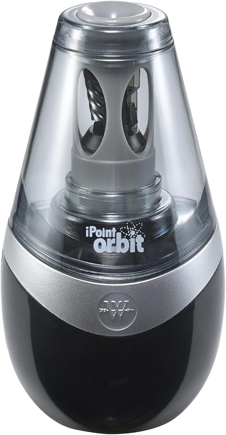 Westcott 16244 iPoint Orbit Battery-Powered Pencil Sharpener for Home and Office, Black