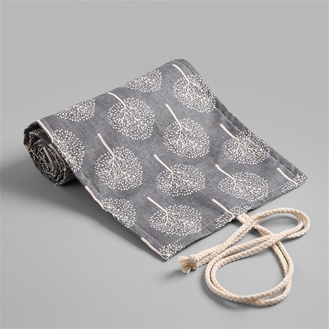 DIYOMR 24/36/72 Slots Pencil Wrap Pencil Rolls, Artist Colored Pencils Roll Up Bag Short Brushes Pouch Case Pencils Organizer for Drawing Coloring and Sketching (Trees, 72slots)