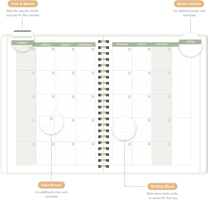 Undated Weekly Planner, Weekly To Do List Notebook with Goal, Organizer & Habit Tracker, A5 Daily Planner with Spiral Binding, Ideal for Office School Suppies