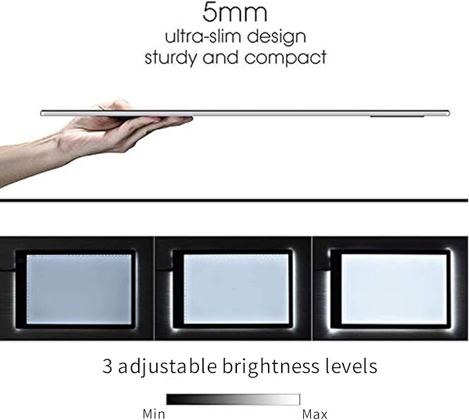 XIAOSTAR Light Box Drawing Pad, 12000 Lux LED Tracing Board A4, USB Powered (Not Rechargeable) PMMA Panel, Adjustable Brightness for Diamond Painting, Sketching, Animation, X-Ray–Includes Accessories