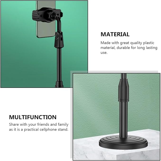 UKCOCO Telescopic Desktop Phone Holder Stand for Network Classes, Adjustable Black Mobile Phone Support Cradle for Live Streaming and Video Calls