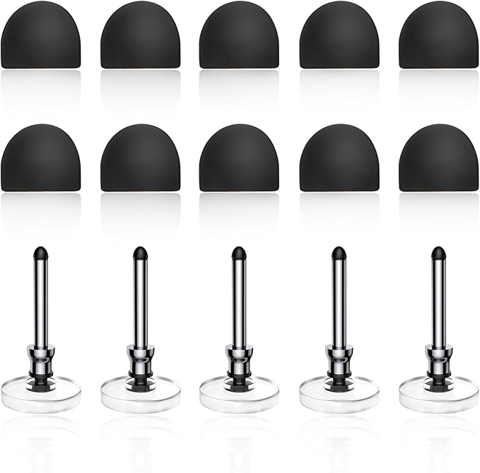 Bopomofo 10 Rubber Tips+5 Transparent Disc Tips,High Precision and High Sensitivity Stylus Replacement Tips,Black and Silver