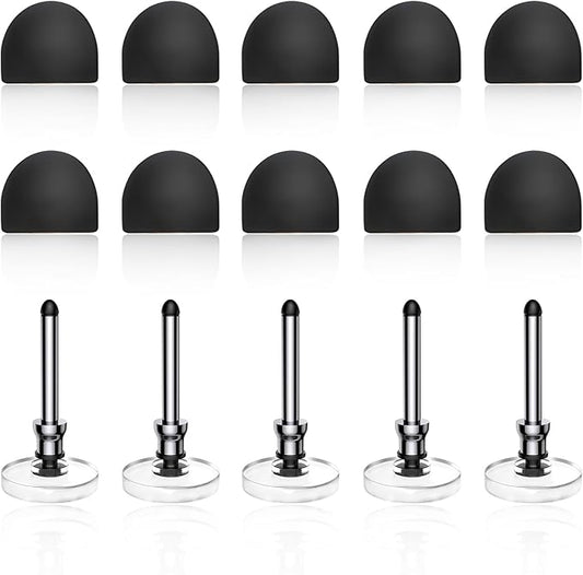 Bopomofo 10 Rubber Tips+5 Transparent Disc Tips,High Precision and High Sensitivity Stylus Replacement Tips,Black and Silver
