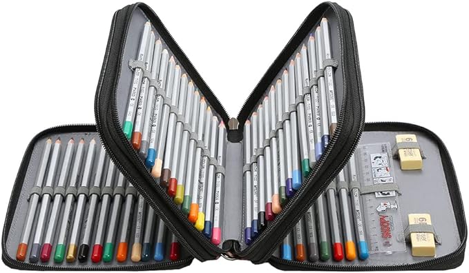 Portable Colored 72 Slots Pencil case Organizer with Printing Pattern for Watercolor Pens, Pencil Case Organizer for Artist