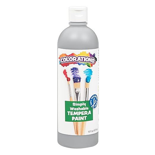 Colorations Washable Tempera Paint, 16 fl oz, Silver, Non Toxic, Vibrant, Bold, Kids Paint, Craft, Hobby, Fun, Art Supplies