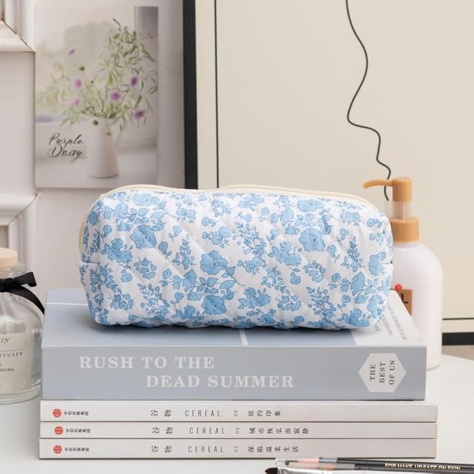 Carry bloom Pencil Pouch Cute Pencil Case for Girls Aesthetic Pencil Bag with Zipper Pen Cases School Supplies Makeup Bag (10 floral bow)