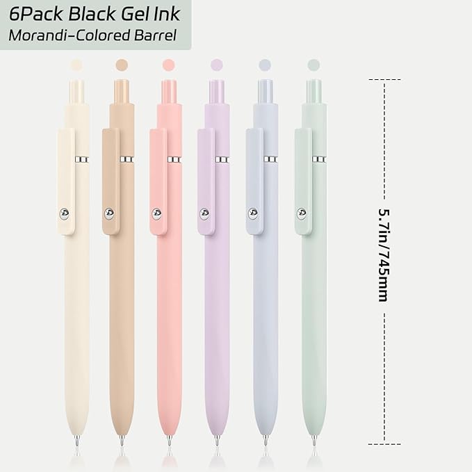 ACEES 6Pcs Gel Pens 0.5mm Fine Point Black Ink Pens With Smooth Writing,Quick Dry Pens For Journaling,Valentines Day Office Writing Supplies for Women Nurse(Macaron)