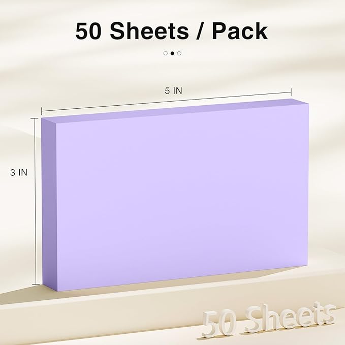 300 Count Blank Index Cards 3x5 Inch Purple Flash Cards Colored Cardstock, Unruled Note Cards Study Card Portable Learning Flashcards Ideal for Note Taking, Art Sketching, Office & School Supplies