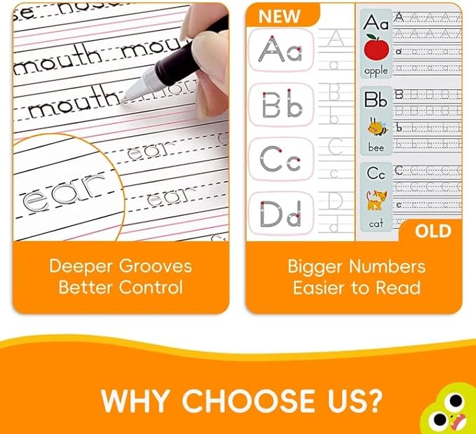 Large Magic Grooved Writing Practice for Kids 3-5, Grooved Writing Books Ages 6-8, Magic Book Handwriting Practice for Kids 5-7, Preschool Workbook Tracing Books for Boys & Girls