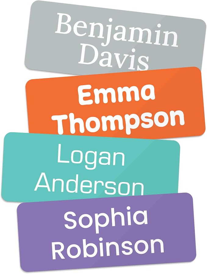 Personalized Clothing Labels for Kids, Nursing Home, Daycare and Personal Items, Custom Name Tags for Clothes Stickers, 1.5X.5 Inches Made in The USA by MSC