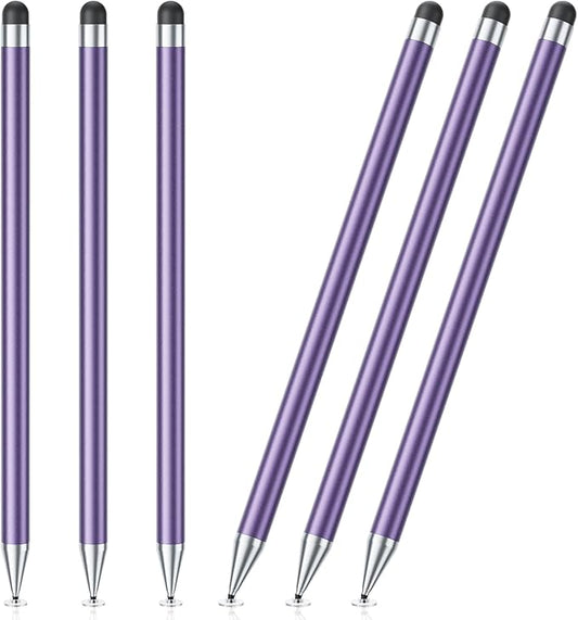 Stylus Pen for Touchscreen, 6 PCS Stylus 2-in-1 High Precision and Sensitivity, Suitable for iPad/iPhone/Samsung/Android Smartphone and Tablets, Compatible with Capacitive Touch Screen (Purple)