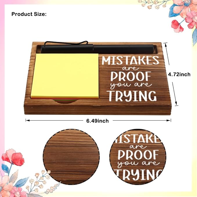 FOUGSTA Mental Health Office Gifts for Women, Psychologist Gift, School Counselor Desk Decor, Office Gifts for Therapy, Wooden Notepad Pen Holder With Appreciation Quotes,16.5 x 12 x 1.5 cm,XXN24