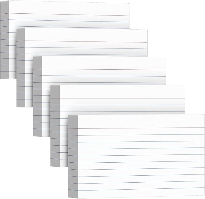 250 Count Index Cards 3 x 5 Inch, Thick White Lined Note Cards Portable Ruled Flash Cards Perfect for Studying and Organizing, Note Taking Study Flashcards for Home, School and Office