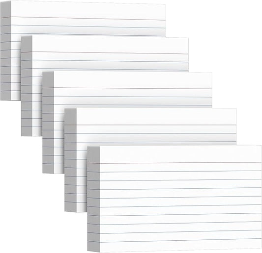 250 Count Index Cards 3 x 5 Inch, Thick White Lined Note Cards Portable Ruled Flash Cards Perfect for Studying and Organizing, Note Taking Study Flashcards for Home, School and Office