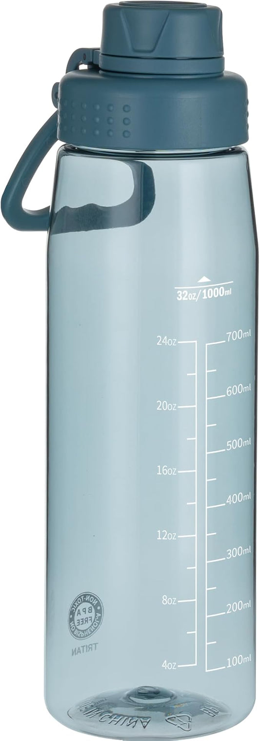 32oz Clear Water Bottle - BPA-Free Tritan Plastic, Fast Flow Spout Lid, Wide Mouth & Leakproof Design Hiking Water Bottle Suitable for Travel, Outdoors, Gym, Travel, Home, School(Dark Blue)