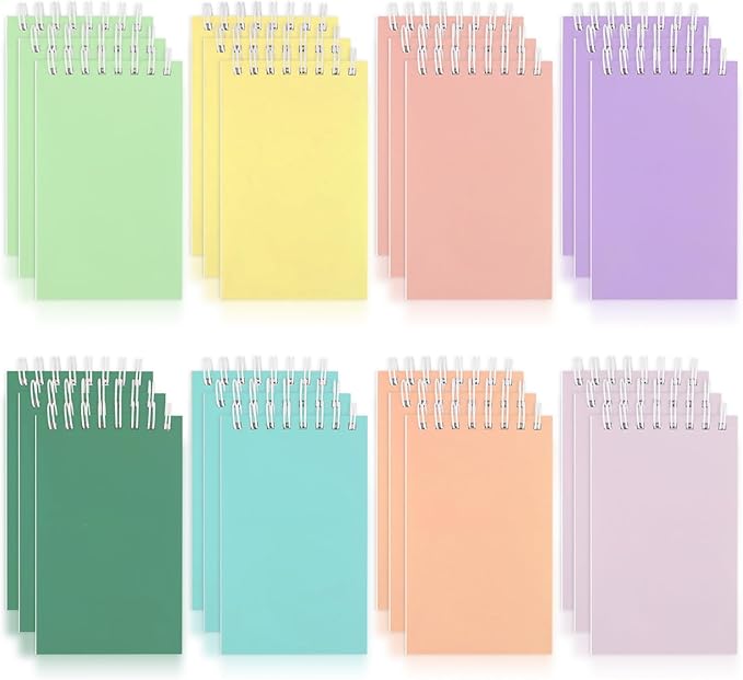 Hooqict 24 Pack Pocket Notebook Small Spiral Notepad Mini Journal Notebooks Colorful Pocket Notepads Memo Pads for Kids, Party Favors, Office, Classroom School Supplies, 3.9 x 2.4 Inch