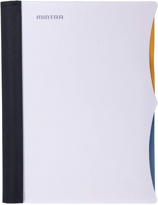 Mintra Office Durable PREMIUM Spiral Notebook, ((White, 2 Subject (6in x 9.5in)), Wire, Fabric Covered Coils, No Snags, Removable Adjustable Pocket Dividers, Ruler, Organization, Customizable