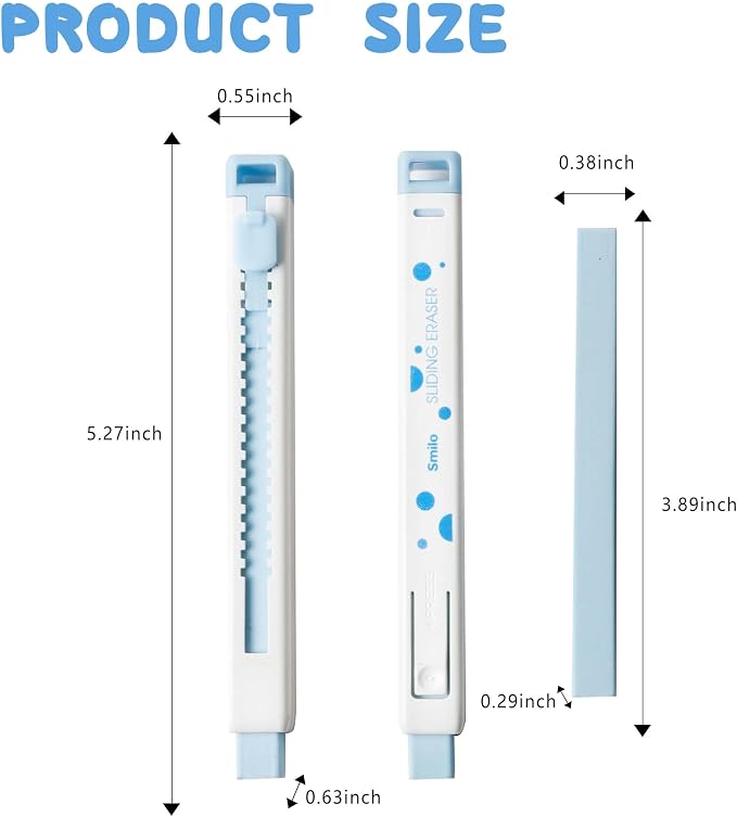 Smilo Retractable Eraser Pens, Mechanical Pencil Erasers, 8-Pack