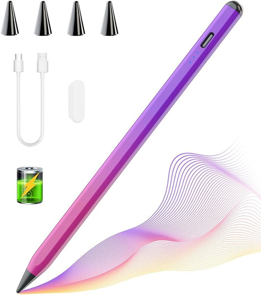 MMK Stylus Pen for iPad, Apple Pencil for iPad 10th 9th Gen, iPad Air 5/4/3rd, iPad Pro 11/12.9 Inch (Purple&Red)
