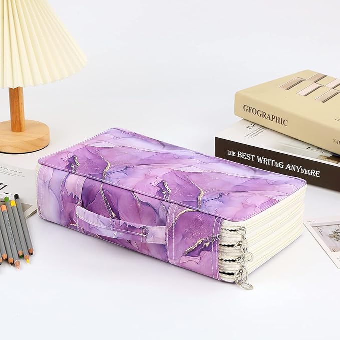 Portable Colored 300 Slots Pencil case Organizer with Printing Pattern for Watercolor Pens or Markers, Pencil Case Organizer for Artist