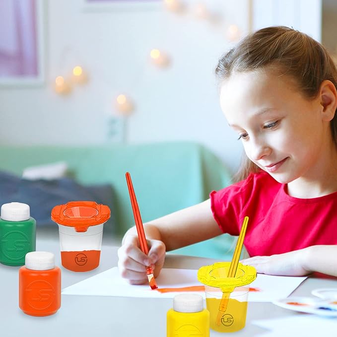 Kids Painting Set, Washable Paint for Kids with Paint Cups, Toddler Paintbrushes, Non Toxic Washable Finger Paints 2 Ounce Each, Gifting bundle Toddler Painting Supplies