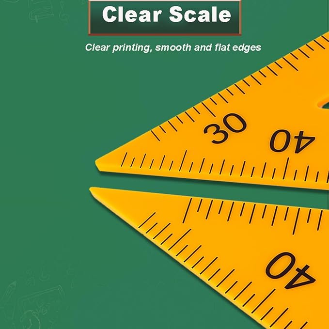 Magnetic Triangular Scale Ruler Set Drafting Tools Mathematics Protractor Pencil Compass, Math Geometry Classroom Teaching Measurement Set Oversized Ruler (3 Pcs Ruler and Protractor)