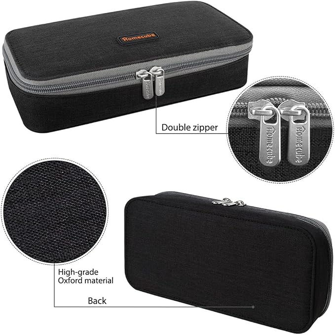 Homecube Capacious Pencil Case Marker Holder Pouch Desk Organizer Big Pencil Bag with Zipper Large Storage Box for College Middle School Office Supplies Stationery - Black