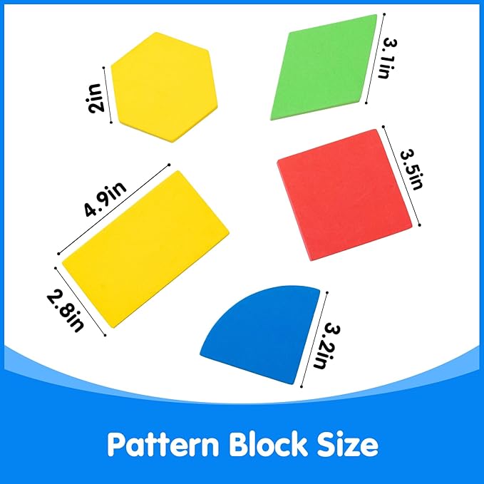 Large Shape Magnets - Giant Magnetic Pattern Blocks - Geometric Shapes for Whiteboard & Math Manipulatives