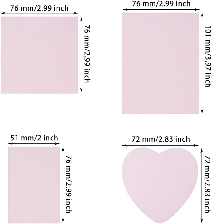 ONLYKXY 4Pack Mixed Shape Transparent Sticky Notes for Annotating,Glitter Pastel Color Waterproof Index Sticker Self-Stick Book Tabs 200Sheets Soft PET Marker Memo Pad for Home School Office (Pink)