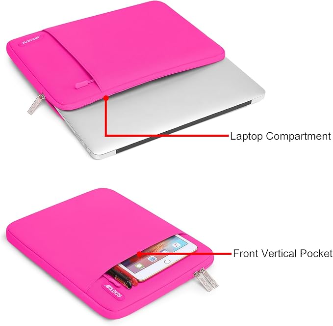 MOSISO Laptop Case 15 inch, 15 inch Laptop Sleeve Compatible with MacBook Air M5 A3448 M4 A3241 M3 A3114 M2 A2941 2026-2023, Dell XPS, Polyester Vertical Computer Sleeve Bag with Pocket, Bright Rose