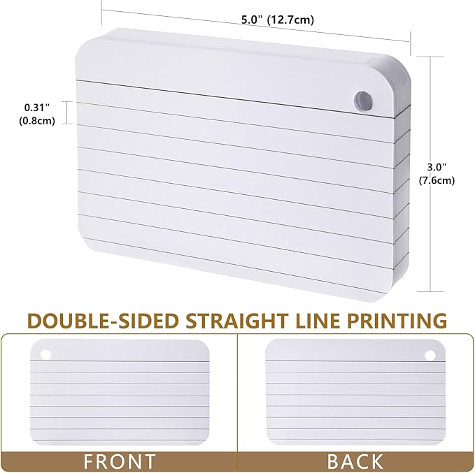 zmybcpack 6 Pack Lined Index Cards 3 x 5 Inches, 600 Pcs Colored Ruled Index Flashcards Lined Flash Cards with Rings for Study, Office and Home