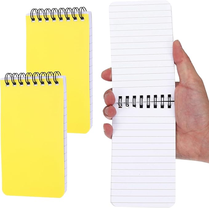 PATIKIL 3x5" Pocket Sketchbook, 2 Pcs Top Spiral Notebook Mini Lined Notebook Memo Pads 80GSM 60 Sheets/120 Pages Hard Cover Portable for Office Outdoor Travel Journal Draw, Yellow