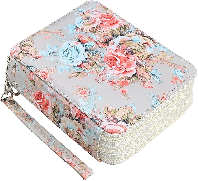 72 Slots Pencil Case Organizer w/Removal Handle Strap | 3-Layer Zipped Pencils Box Large for Colored Pencils Watercolor Pencils for Office and Travel for Artist